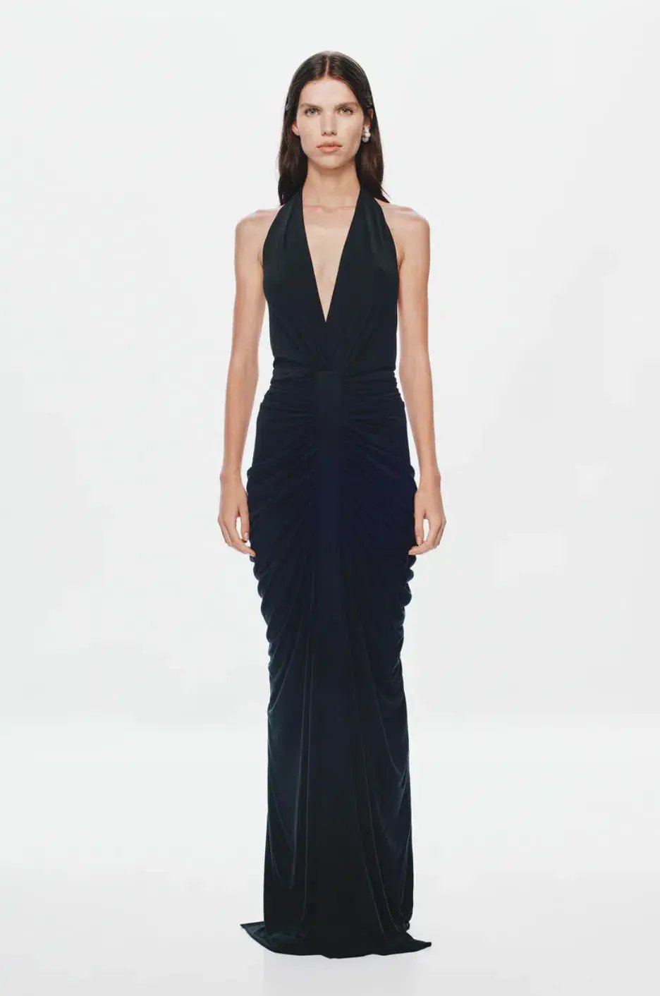 Misha The Venus Gathered Cupro Dress Black Size Xs/Au 6 photo 2