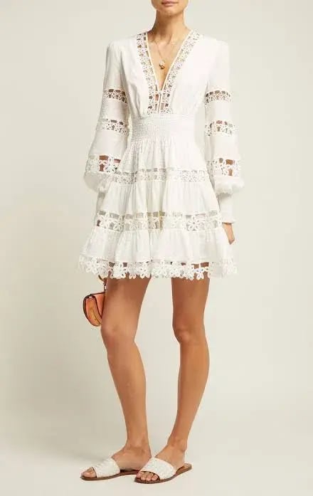 Zimmermann Primrose Daisy Embroidered Lace Short Dress White Size 1 / AU 10 photo 2
