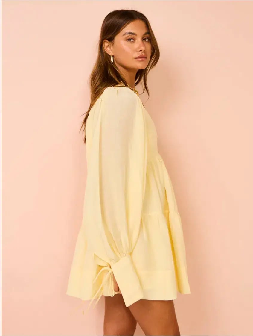 Shona Joy Limon Long Sleeve Mini Dress Yellow Size AU 10 photo 3