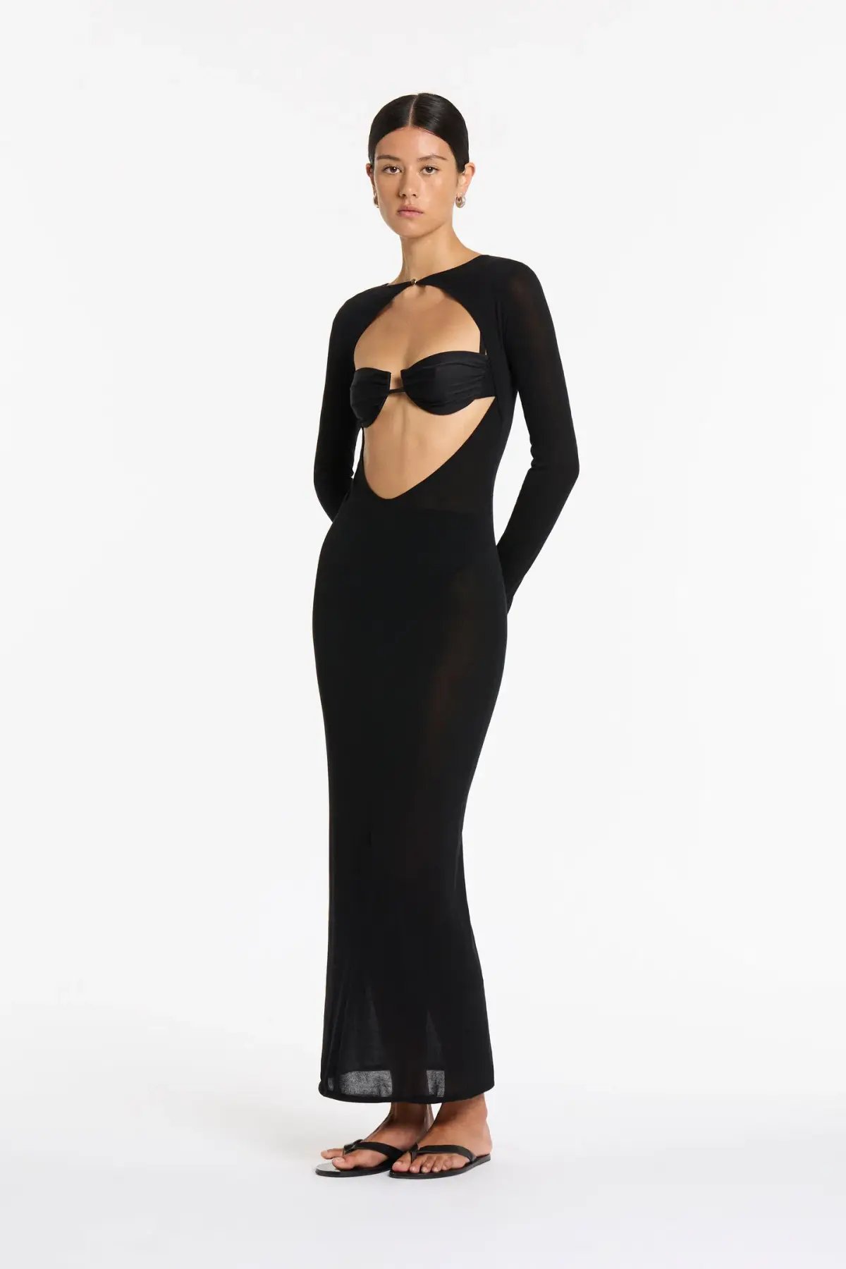 Sir The Label Eva Knit Midi Dress Black Size 6 photo 2