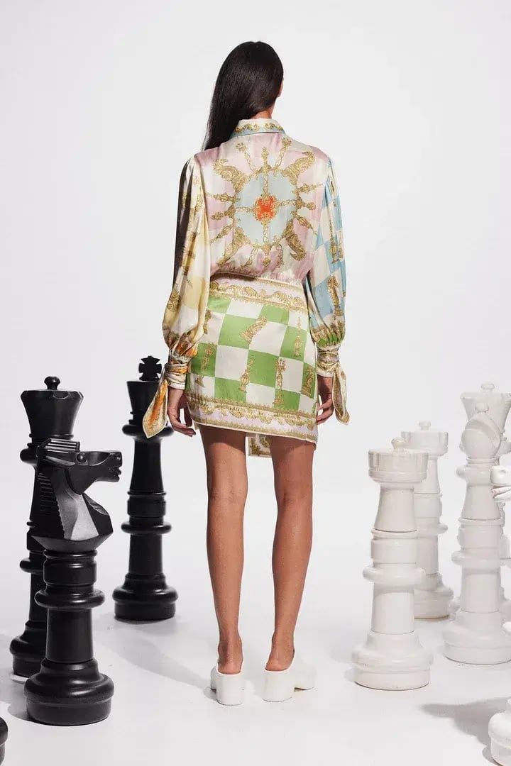 Alemais Checkmate Silk Mini Dress Multi Size 12 photo 2
