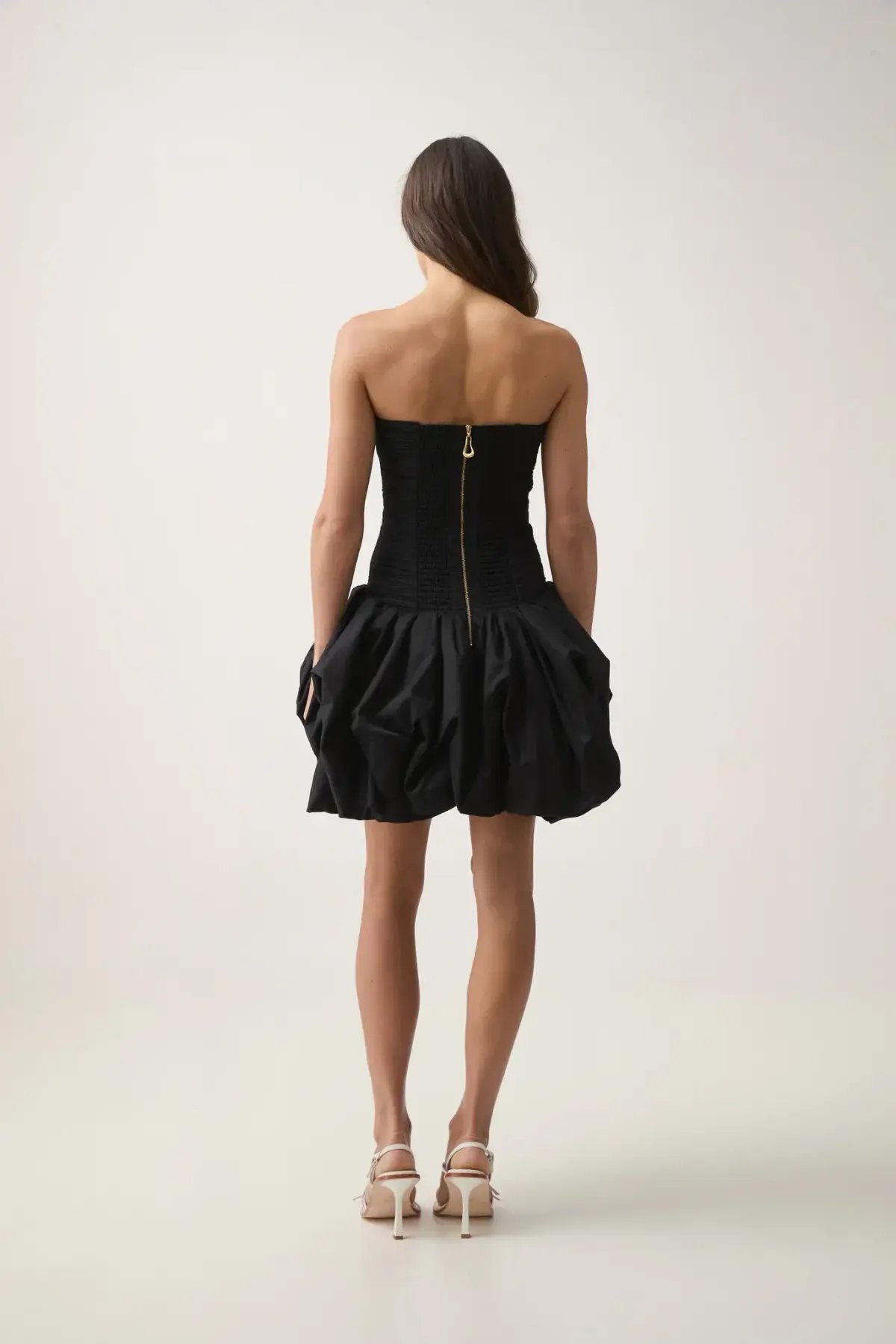 Aje Violette Bubble Hem Mini Dress in Black Size 14 photo 3