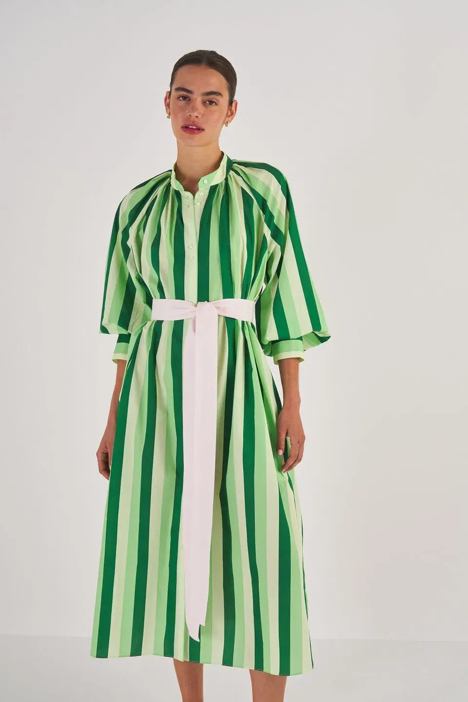 Oroton Multi Stripe Shirt Dress in Garden Size 16 photo 2