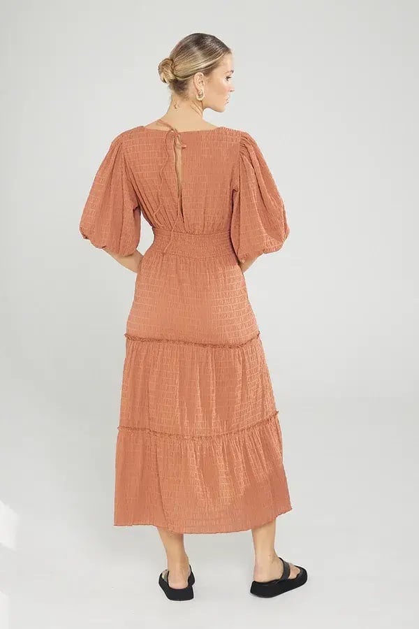 Sovere Reason Midi Dress in Cinnamon Brown Size 12 photo 2