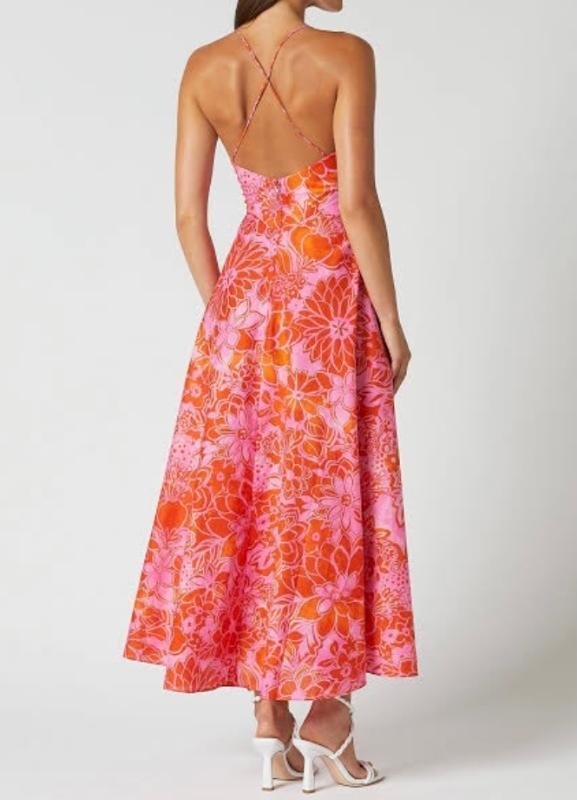 Scanlan Theodore cotton strappy midi tangerine size 12 photo 3