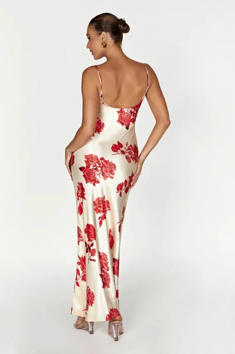 Meshki Rosalie Maxi Dress White & Red Rose Print Size S / AU 8 photo 2