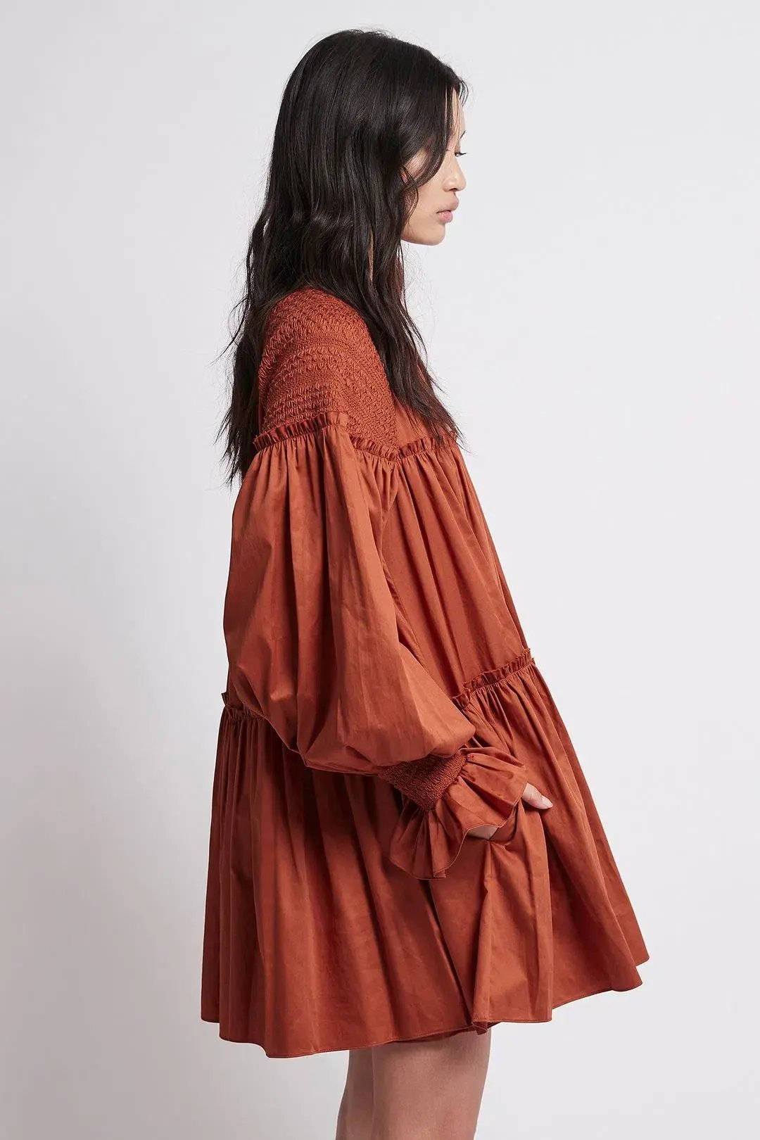 Aje Tranquility Smock Mini Dress Rust Size 10 photo 4