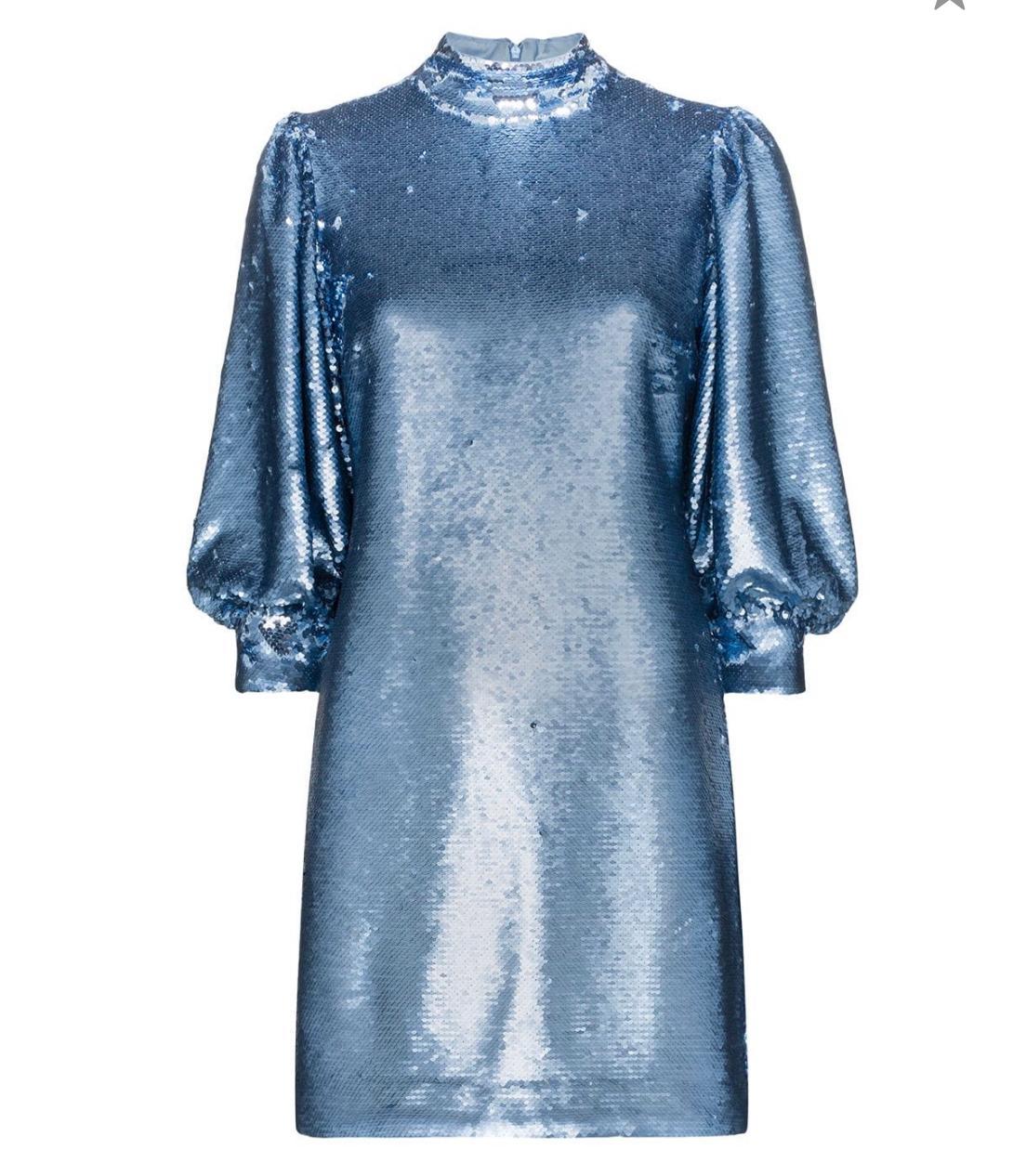 Ganni Sequined Forever Blue Dress Size 10 photo 4
