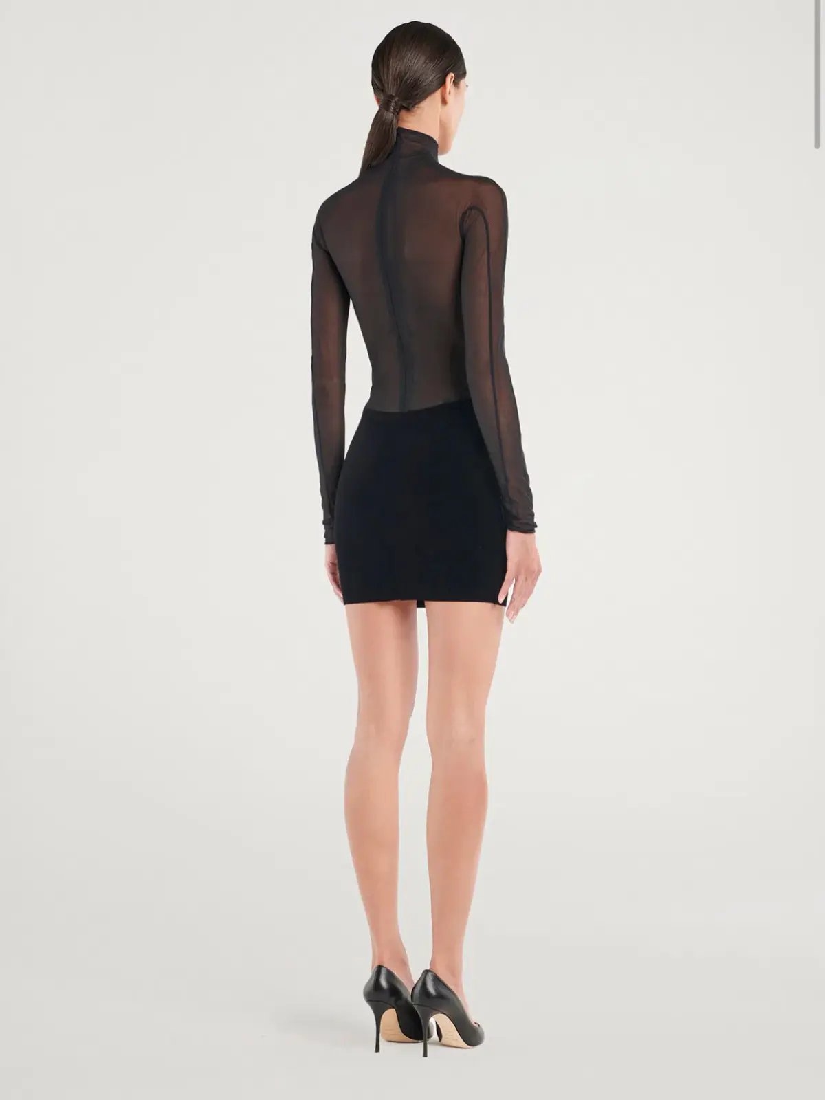 Mugler Wolford Mesh-paneled Mini Dress Black Size 6 photo 2