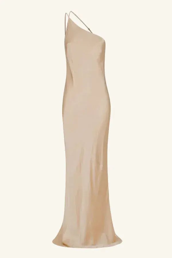 Shona Joy La Lune One Shoulder Cowl Back Maxi Dress  Gold Size 8 photo 5