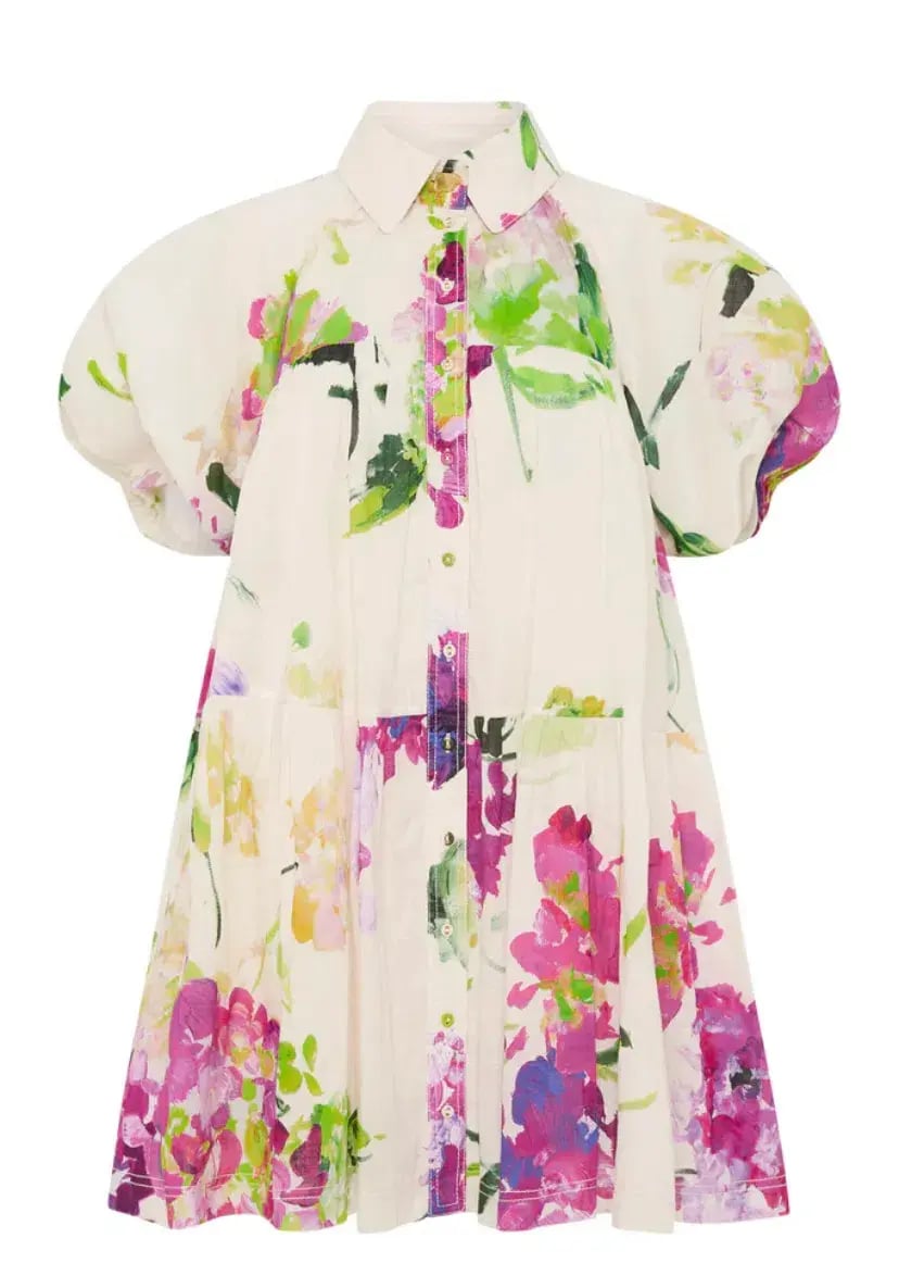 Aje Pablo Smock Mini Dress Wild Hydrangea Size 8 photo 3