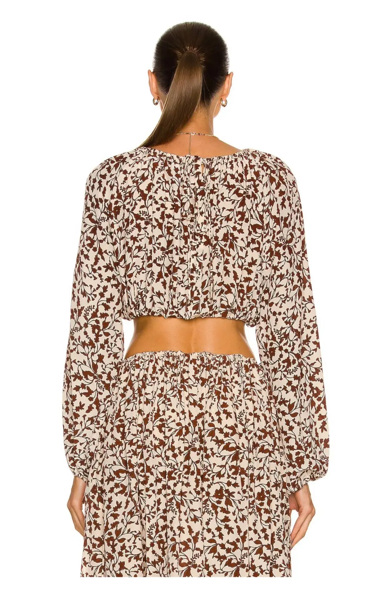 Matteau Voluminous Cropped Blouse and Draw Cord Split Skirt in Santal Print Size 2/Au8 photo 3
