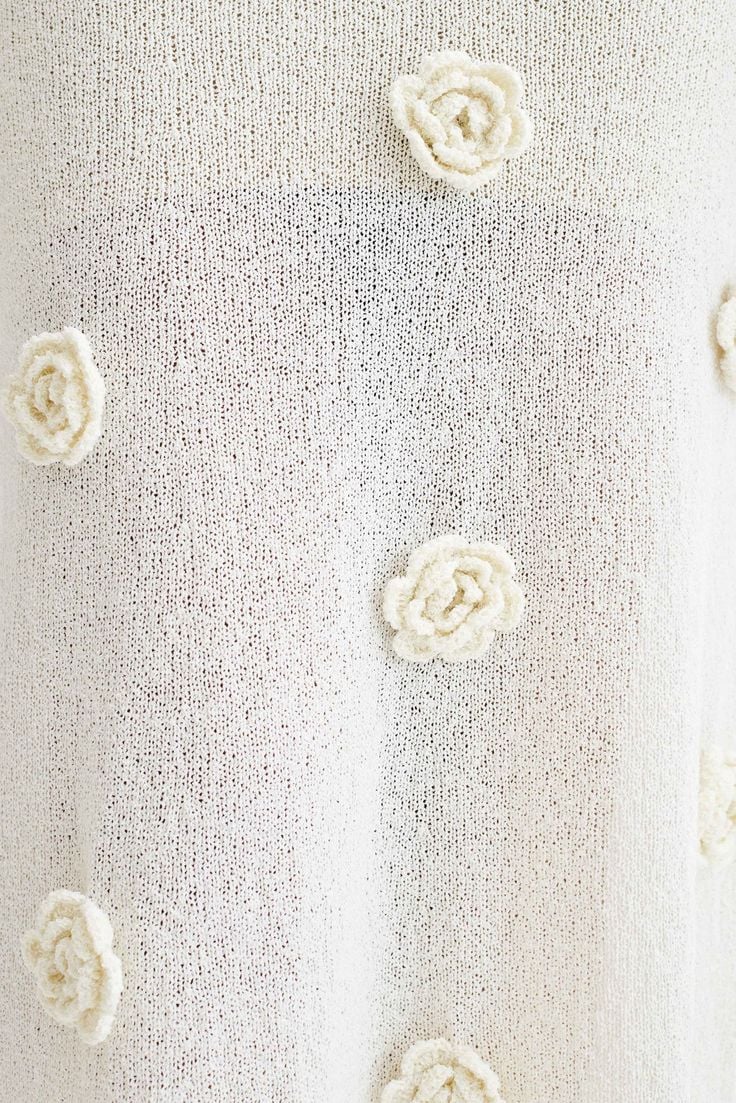 Meshki Kiki Off Shoulder Knit Rose Maxi Dress - Ivory photo 2