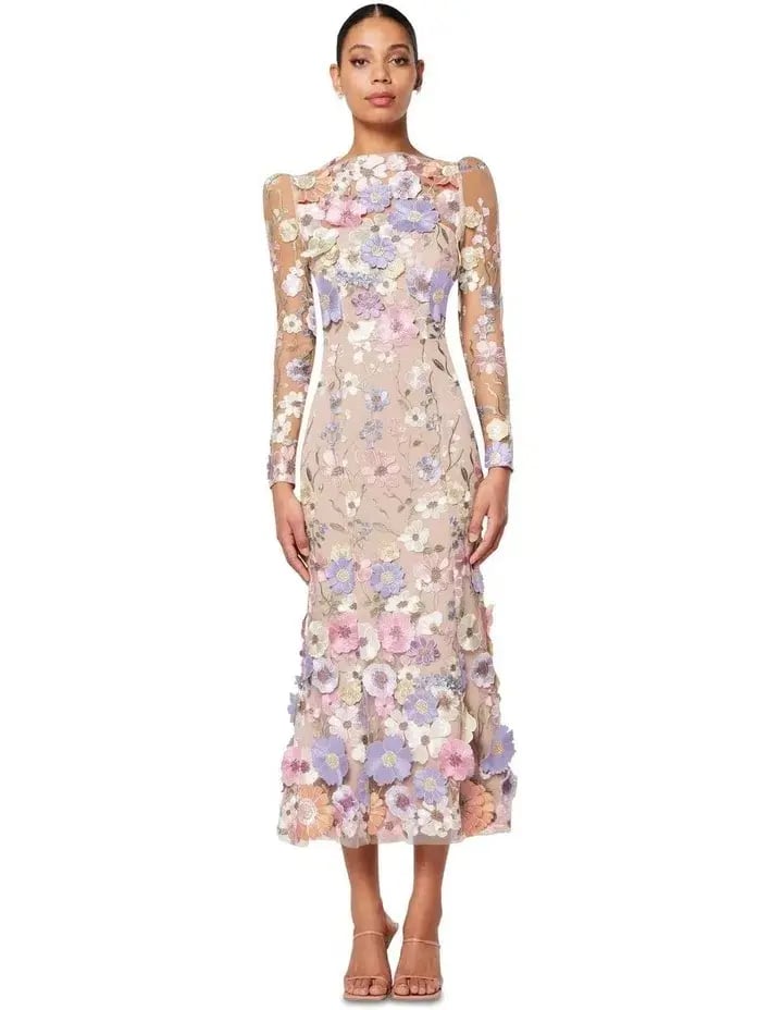 Elliatt Shannon 3D Floral Midi Dress In Purple Size AU 8 photo 5