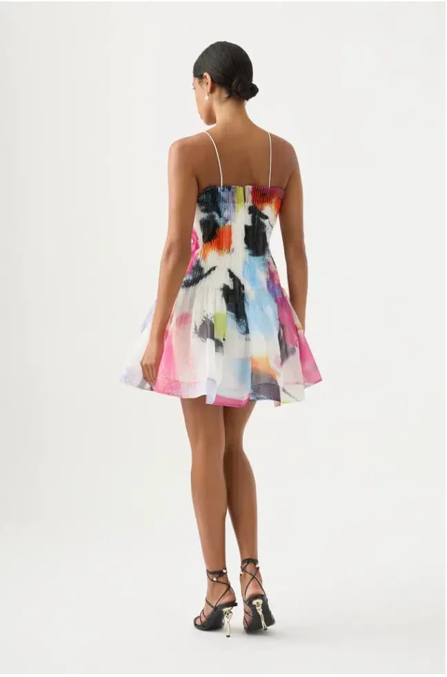 Aje Celestial Pleated Mini Dress Multi Size 8 / S photo 3