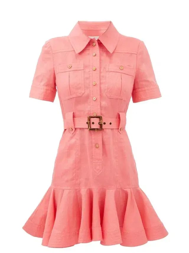 Zimmermann Poppy Belted Mini Dress Watermelon Pink Size 0 / AU 8 photo 5