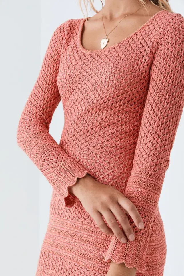 Spell & The Gypsy Atlantic Crochet Mini Dress Pink Size 6 photo 4