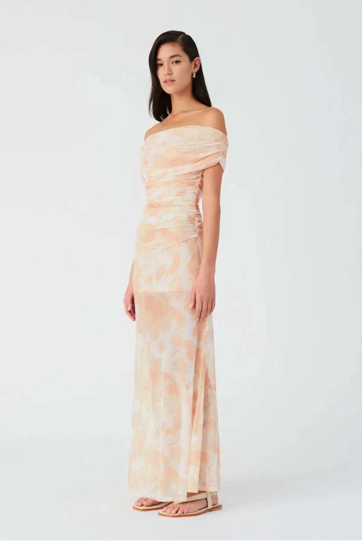 Misha Avyanna Mesh Maxi Dress Vintage Tapestry Golden Haze Print Size 8/S photo 2