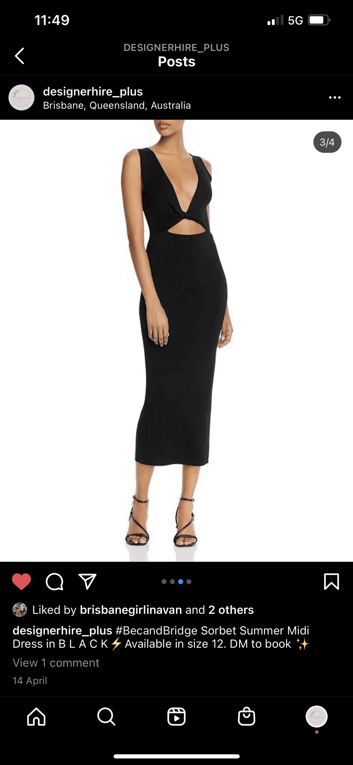 Bec & Bridge Sorbet Summer Midi Dress Black Size 12 photo 3