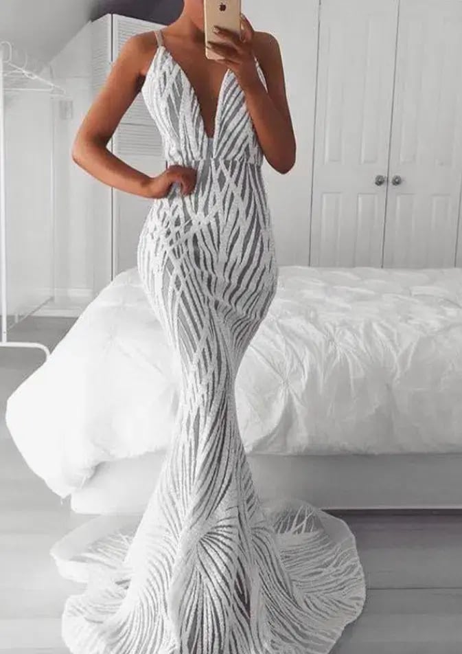 Jadore JX098 Jennifer Beaded Gown White Size 12 photo 4