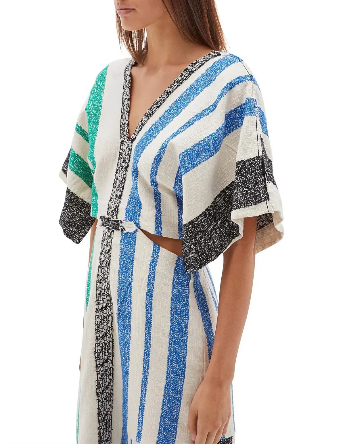 Bassike Textured Cotton Cut Out Dress Multi Size 3 photo 2