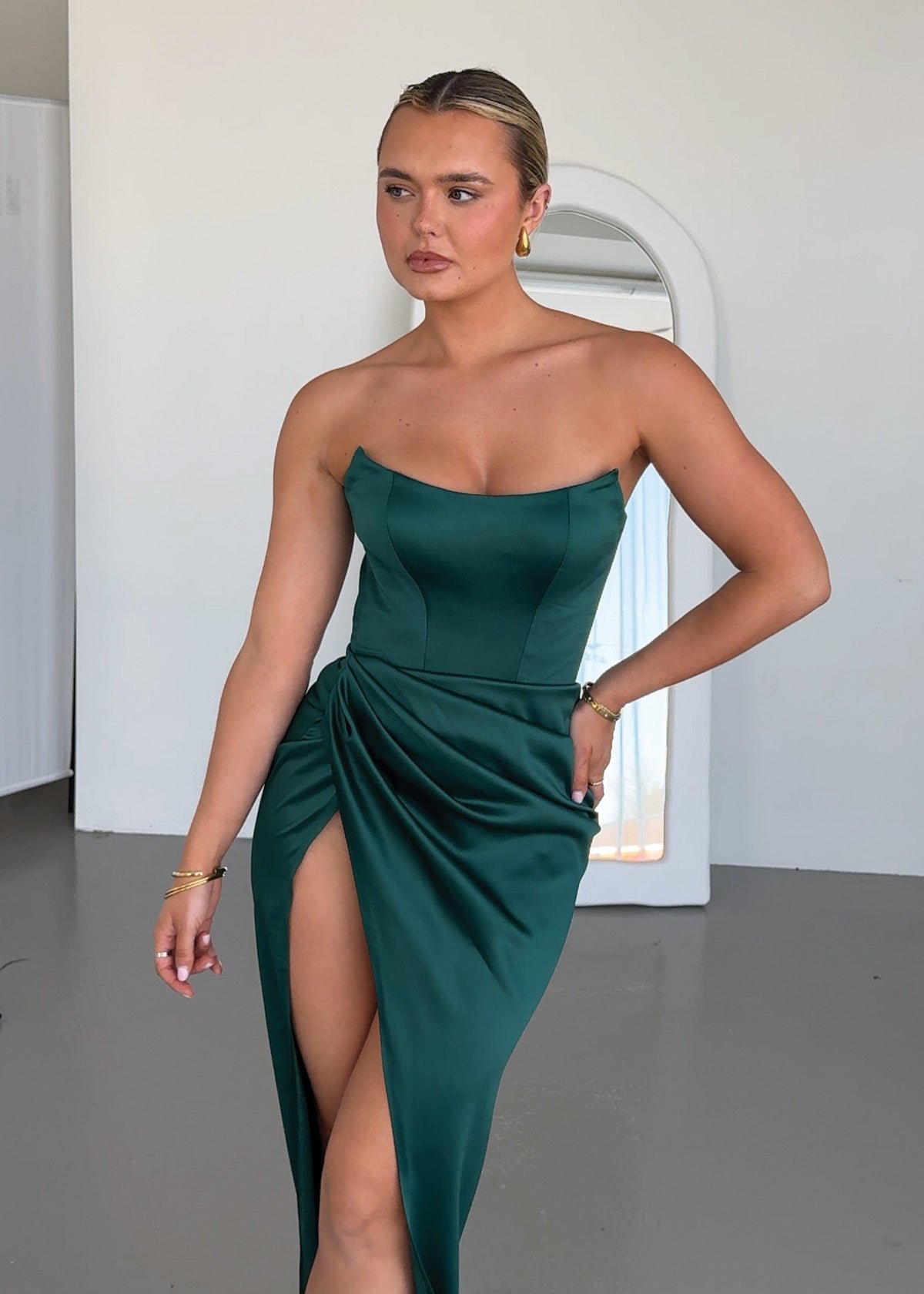 Blair Gown in Emerald photo 2