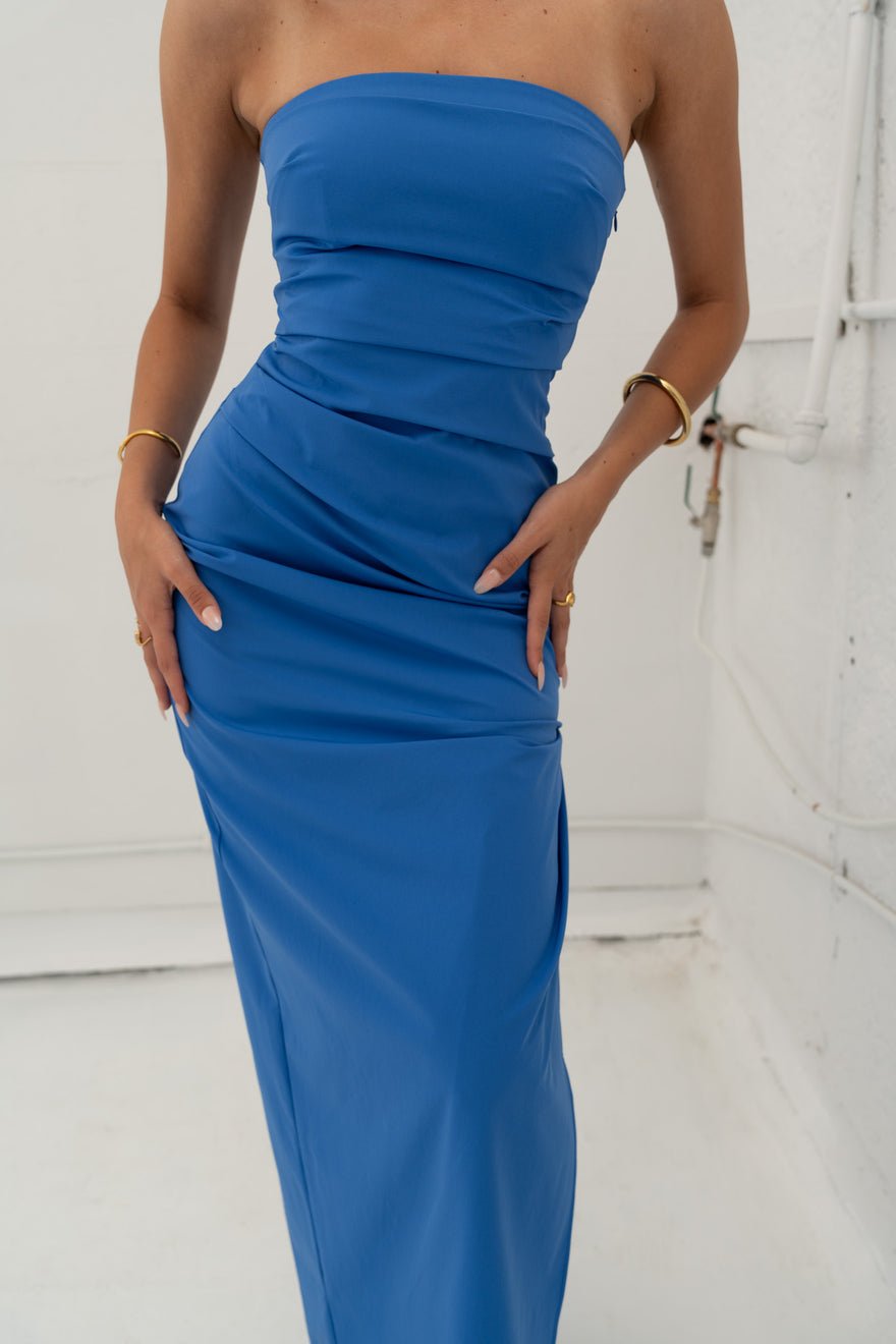 Sir The Label Sol Strapless Dress Blue photo 3