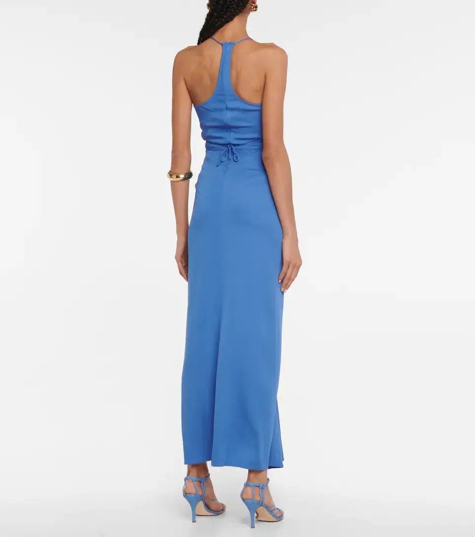 Christopher Esber Multi Panel Disconnect Ruched Halter Dress Blue Size 10 photo 2