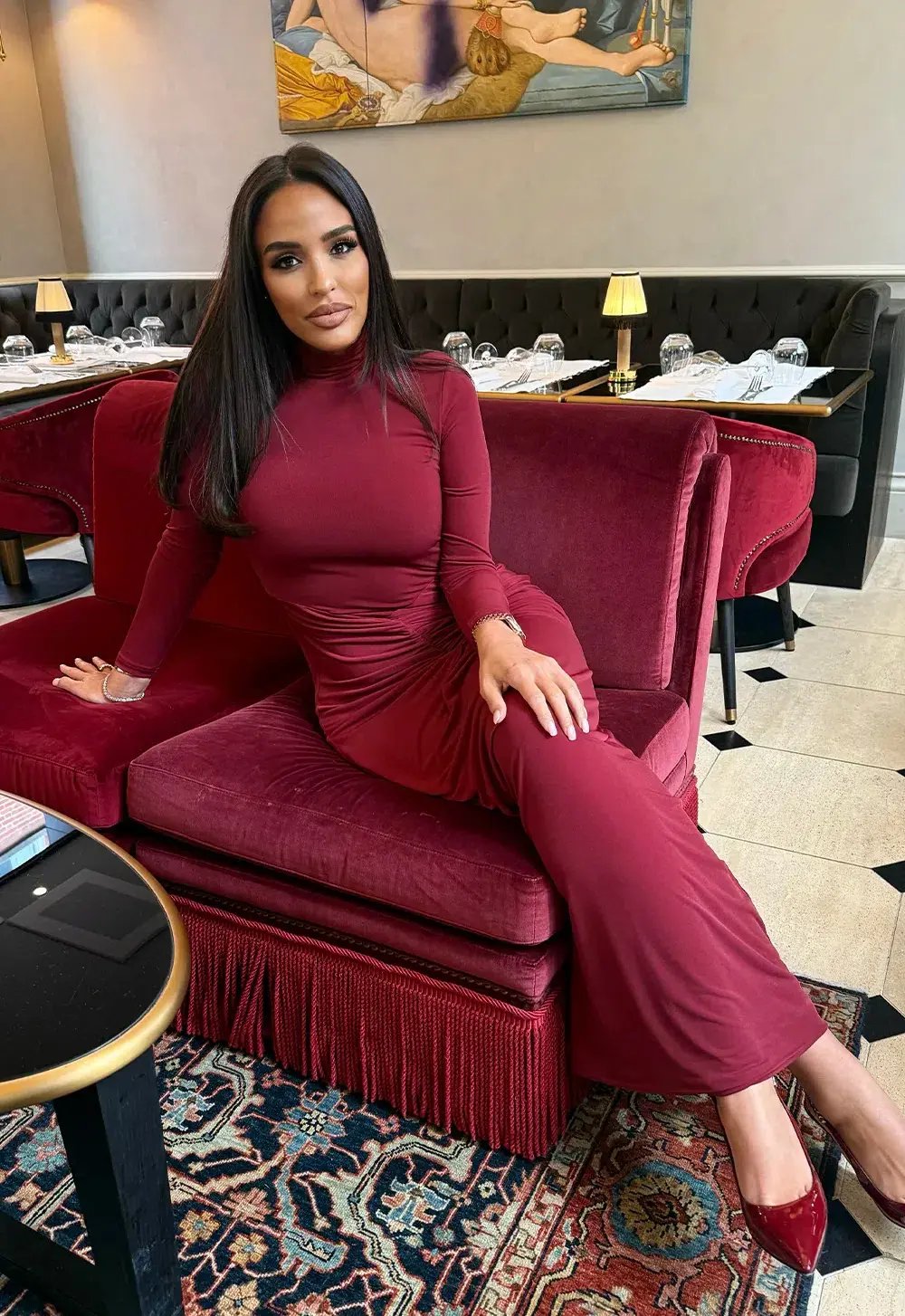 Bianca & Bridgett Layla Midi Dress Bordeaux Size AU 8 photo 3