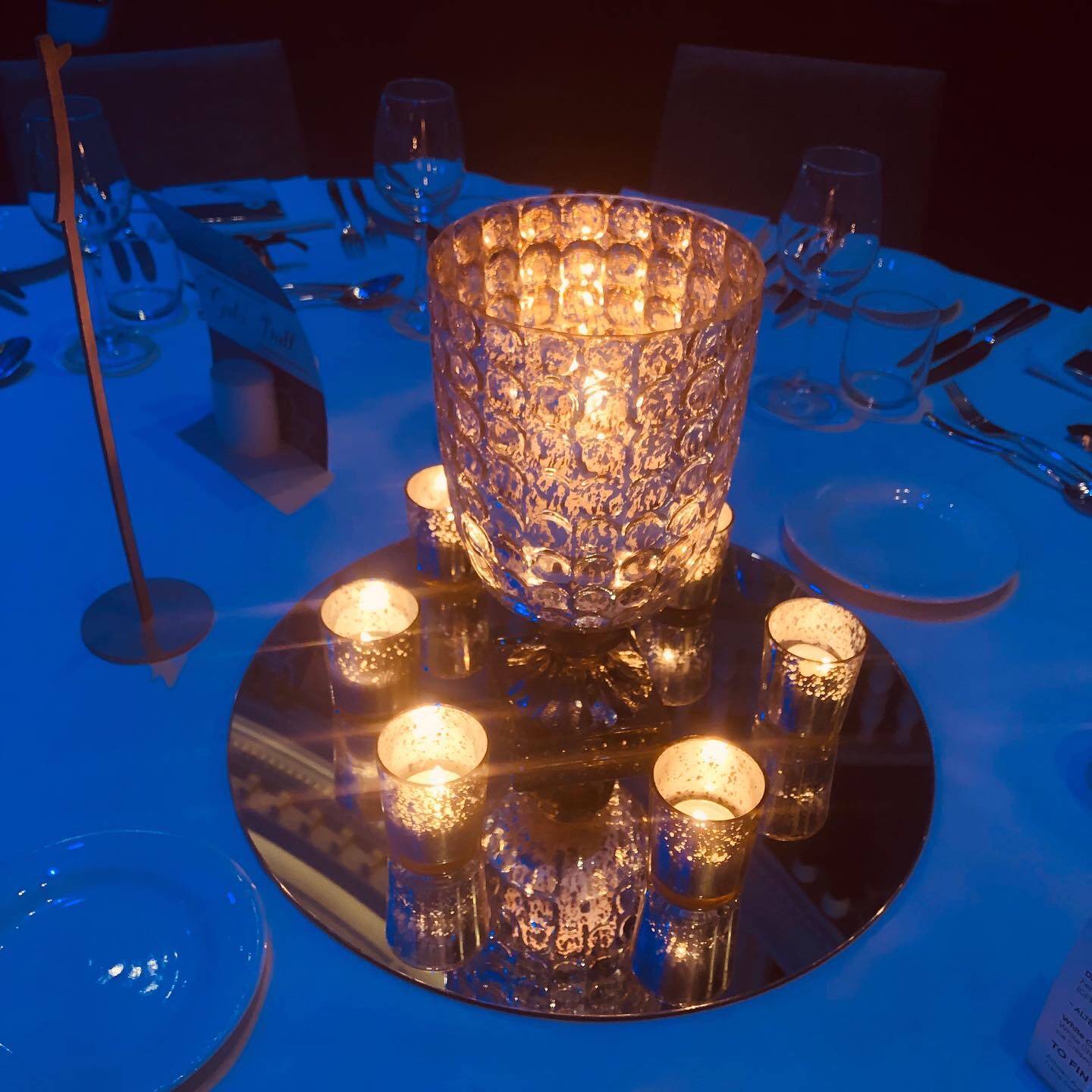 Silver Mercury Glass Footed Lanterns with led lights photo 6