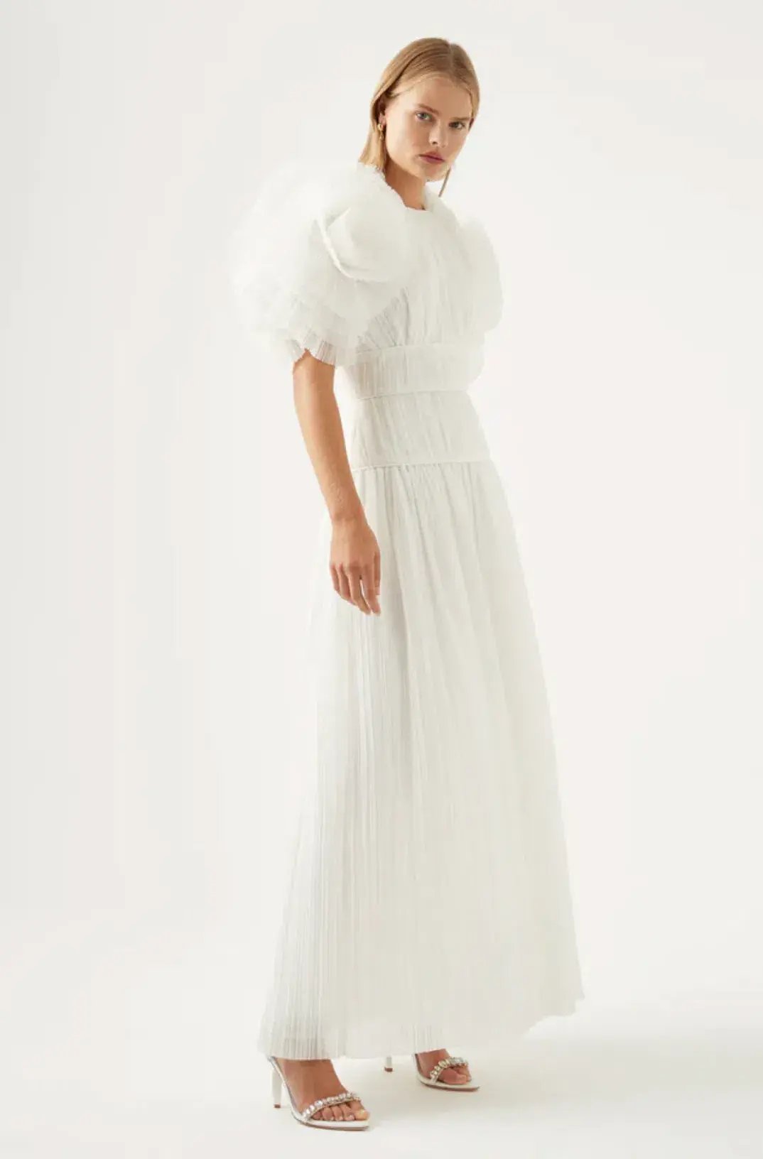 Aje Expressive Pleated Maxi Dress Ivory Size 8 / S photo 2