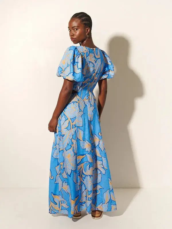 Kivari Taniana Cut Out Maxi Dress Blue Floral Size 12 photo 6