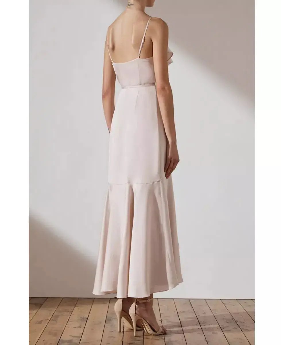 Shona Joy Bias Frill Wrap Dress in Porcelain Size 12 photo 2