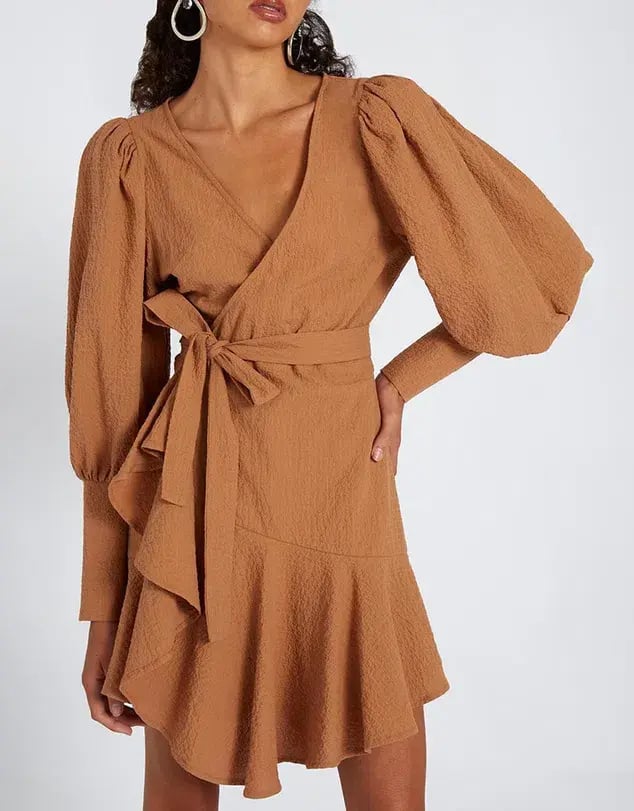 By Johnny Crush Wrap Dress Tan Size 8 photo 2