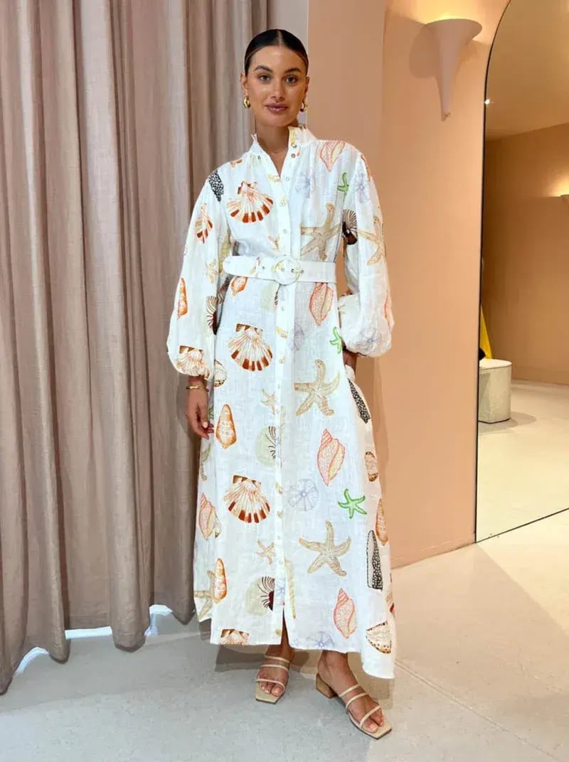 Palm Noosa Souvenir Shells Maxi Dress Size 8 photo 6