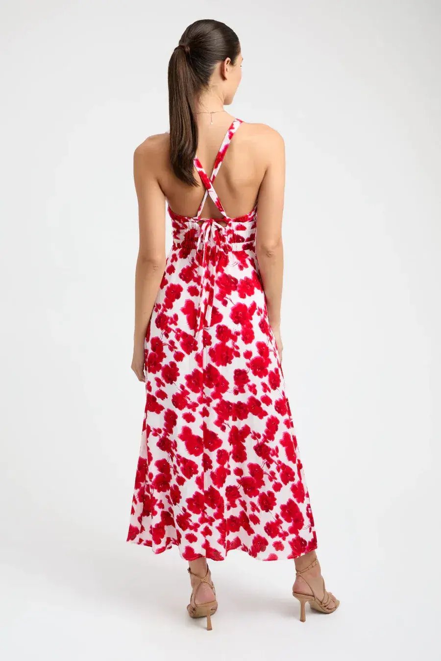 Kookai Bonita Vee Maxi Dress Red Floral Size 38 / AU 10 photo 3