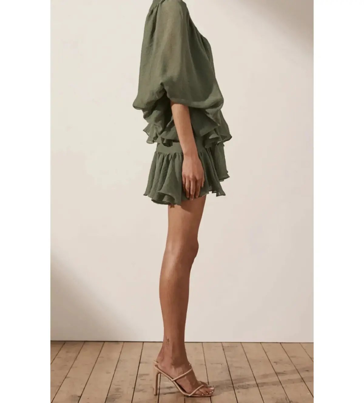 Shona Joy Charlotte Mini Dress Khaki Green Size AU 10 photo 3