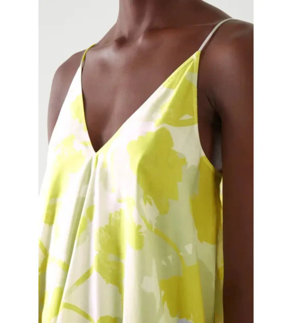 COS Long Slip Midi Dress Yellow Print Size 8 (fits up to small 10) photo 2