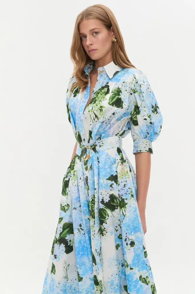 Aje Manifest Midi Dress Blue Print Size 10 photo 4