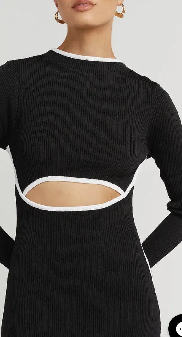 Dissh Binding Sleeved Knit Dress Black Size AU 10 photo 3