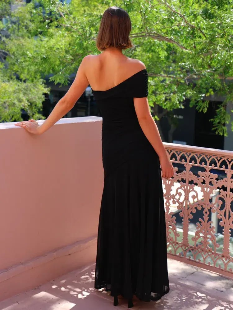 By Nicola - Fiesta Off Shoulder Maxi Dress in Black - Size 10 photo 2