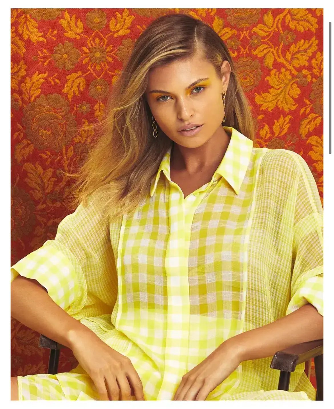 Alice Mccall She Blooms Blouse and Skirt Set Yellow Check Print Size 8 photo 3