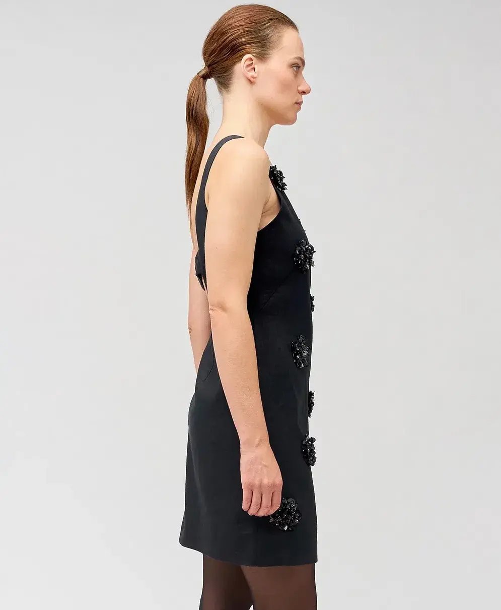Oroton Flower Sequin Shift Dress Black Size AU 12 photo 3