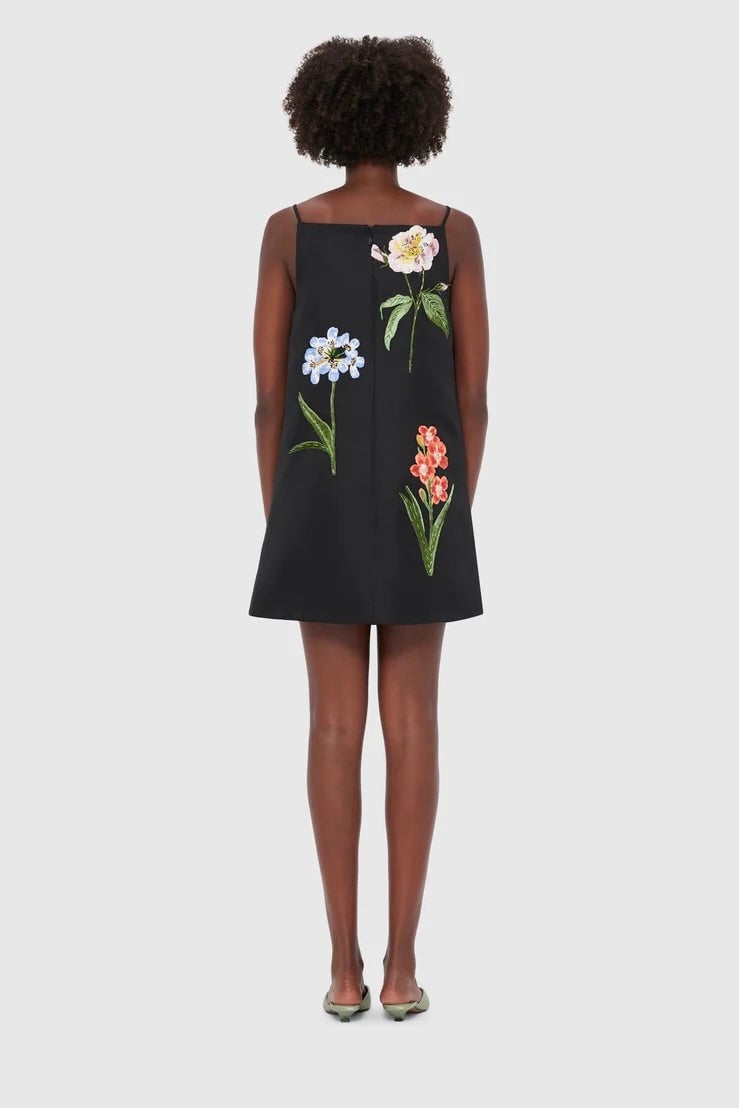 Leo Lin Leia Embroidery Mini Dress - Botanical Print in Ebony photo 3
