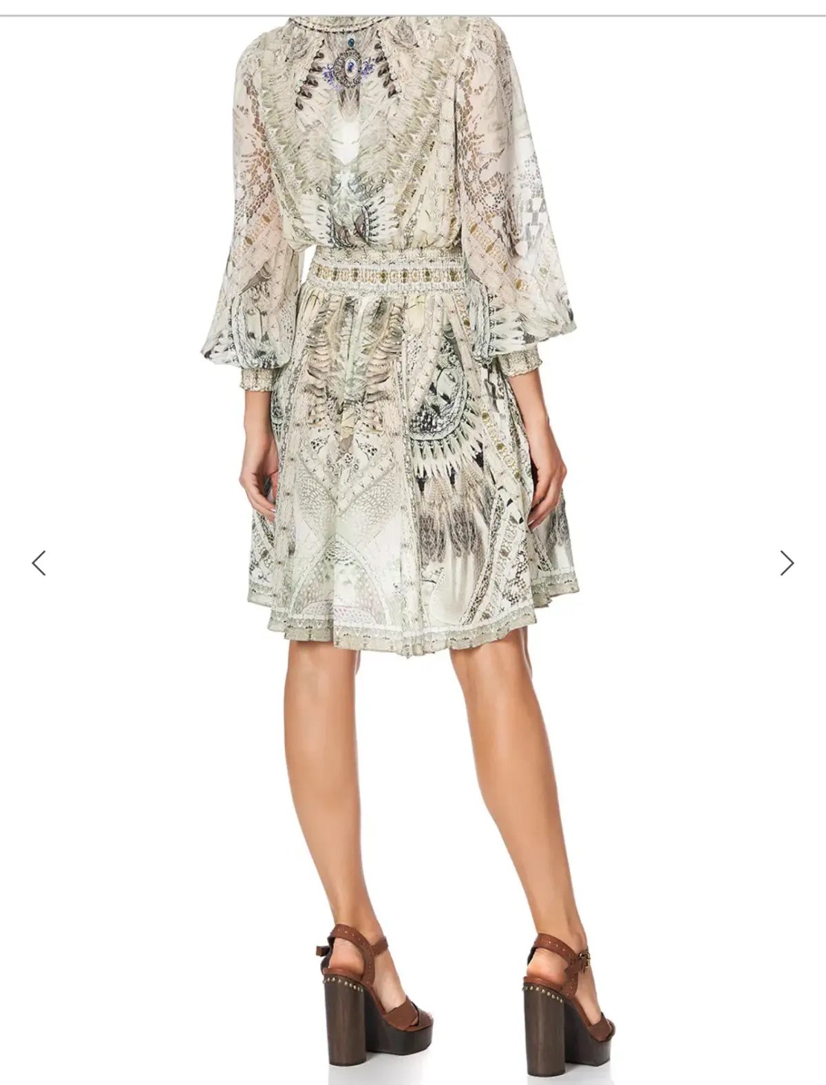 Camilla Lace Up Shirred Waist Mini Dress Daintree Dreaming Print Size S/AU 10 photo 3