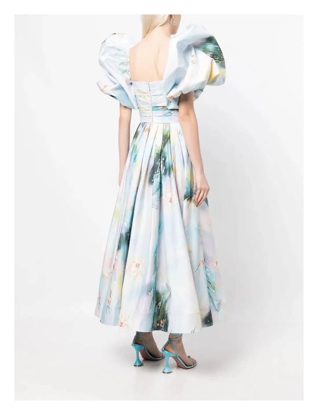 Leo Lin Matilda Puff Sleeve Midi Dress Willow Print Size 8 photo 5