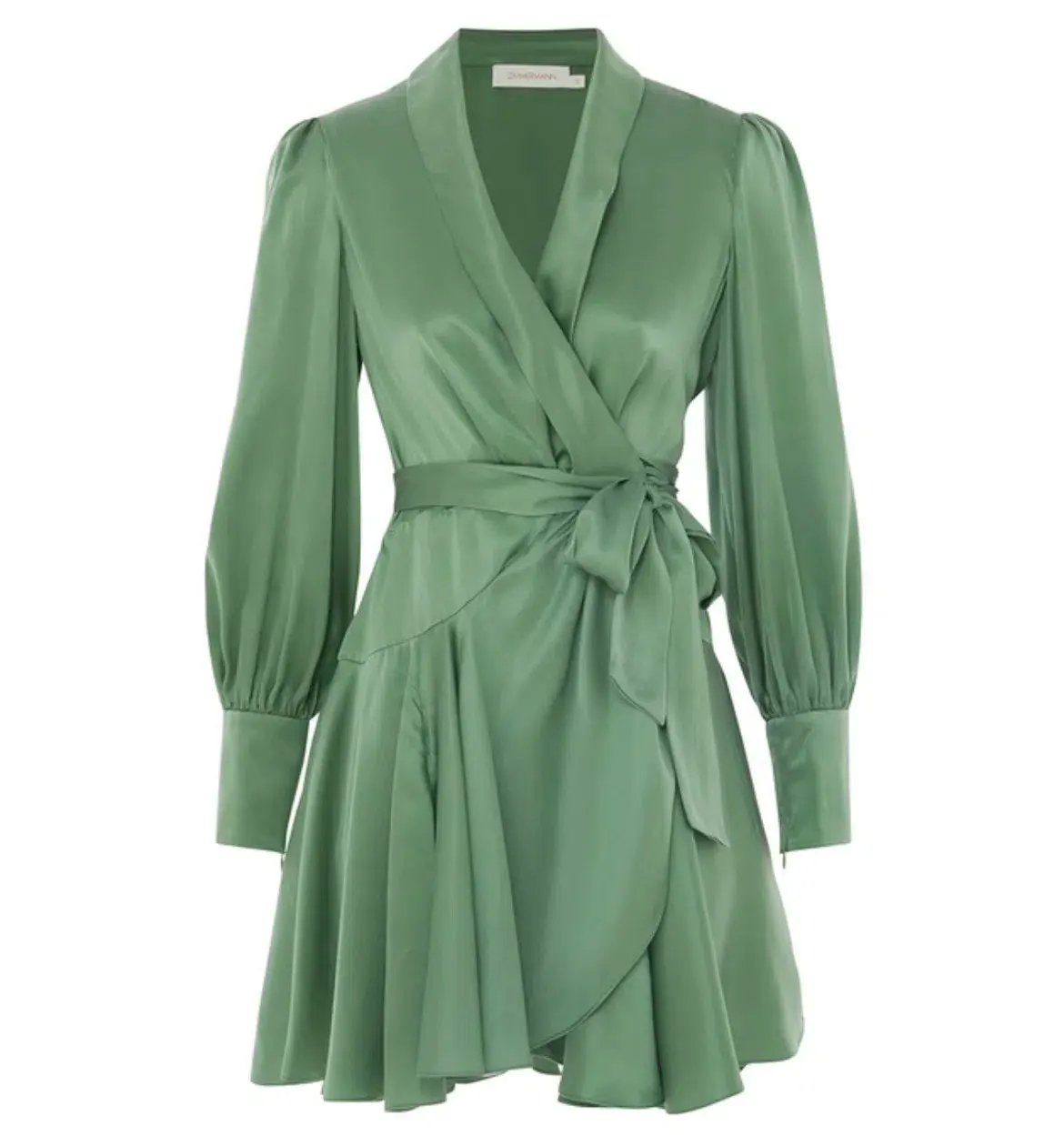 Zimmermann Silk Wrap Dress in Matcha Size 1/AU 10 photo 2