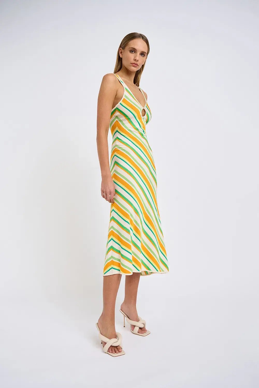 By Johnny Verona Stripe Knit Dress Yellow Stripe Size 6 photo 2