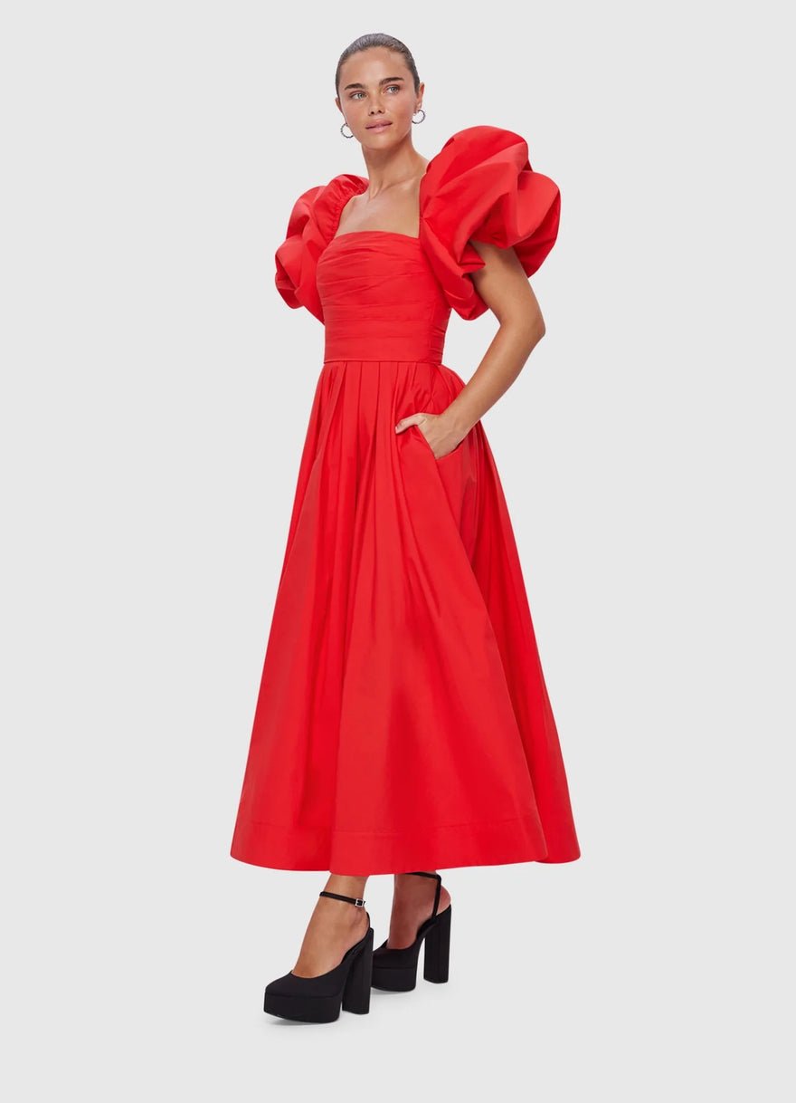 Leo Lin Matilda Puff Sleeve Midi Dress - Scarlet photo 2