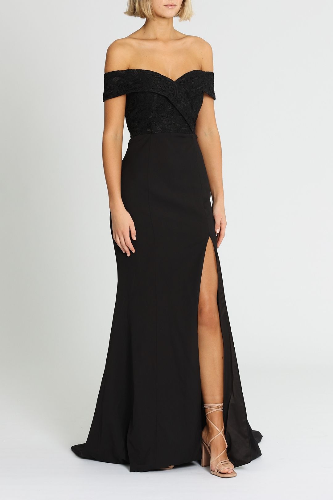 Gia Lace Bodice Gown - Black photo 2